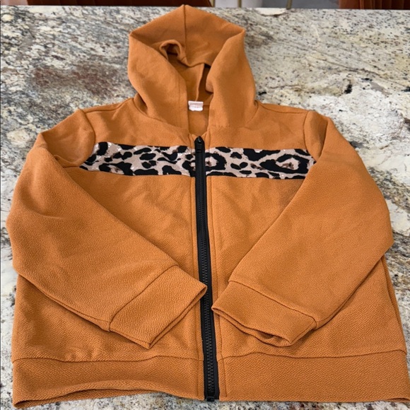 Shein Leopard Trim Kids Jogger Set - Tan Size 9Y - Picture 2 of 3